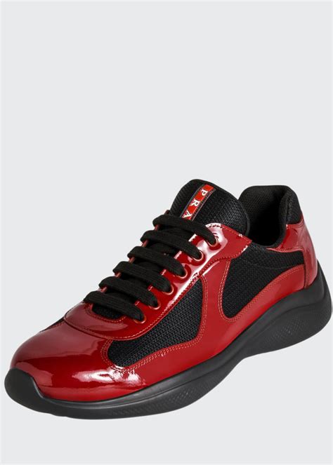 prada america's cup patent leather patchwork sneakers men|Prada America's Cup patent.